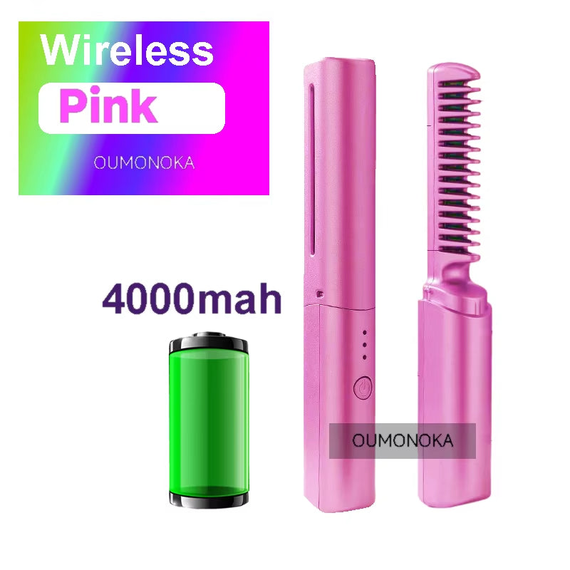 Wireless Hot Comb Hair Plates Curling Iron Styling Appliances Straightener Smooth Flat Iron Setting Heating Styling Tools